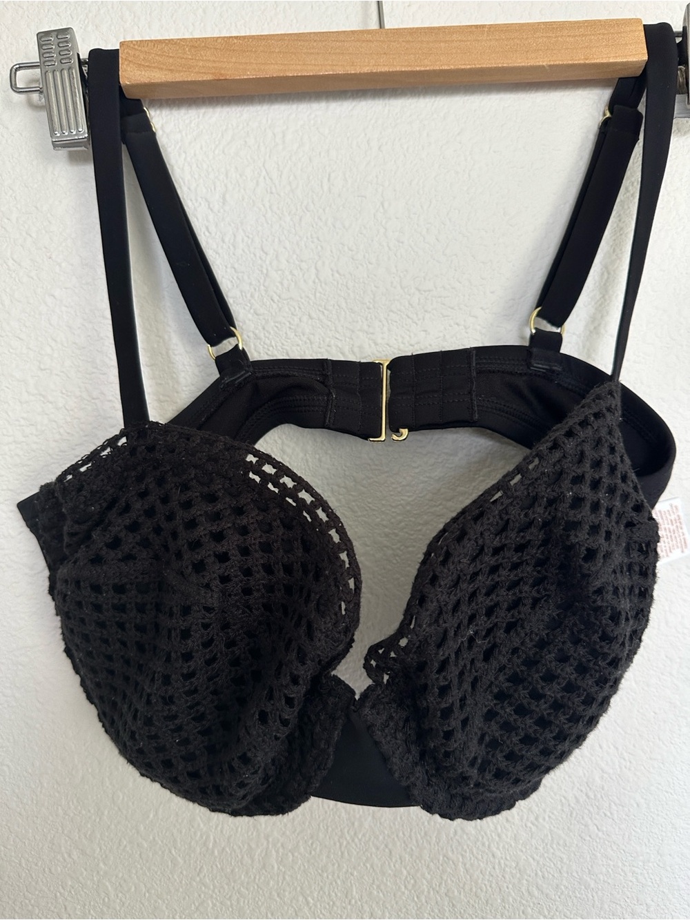Shade & Shore Swim Black Crochet Underwire Bikini top-